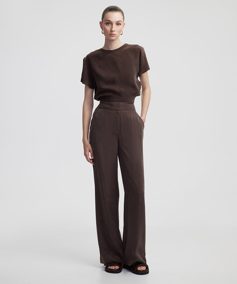 Ipekyol Waist-Accented Cupro Blouse Brown