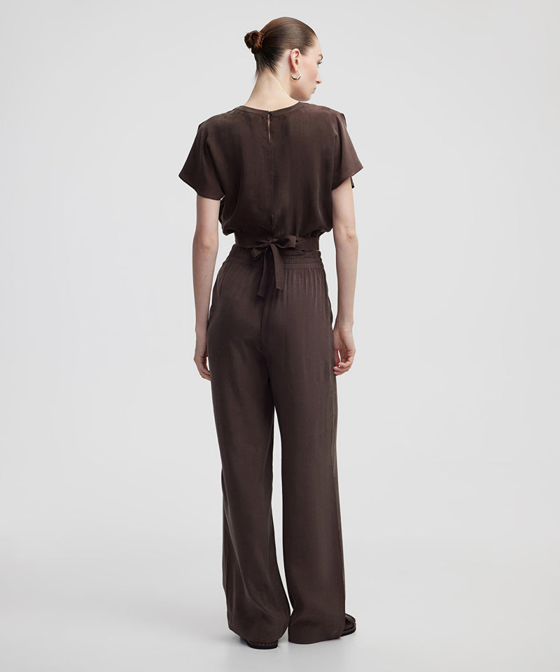 Ipekyol Waist-Accented Cupro Blouse Brown