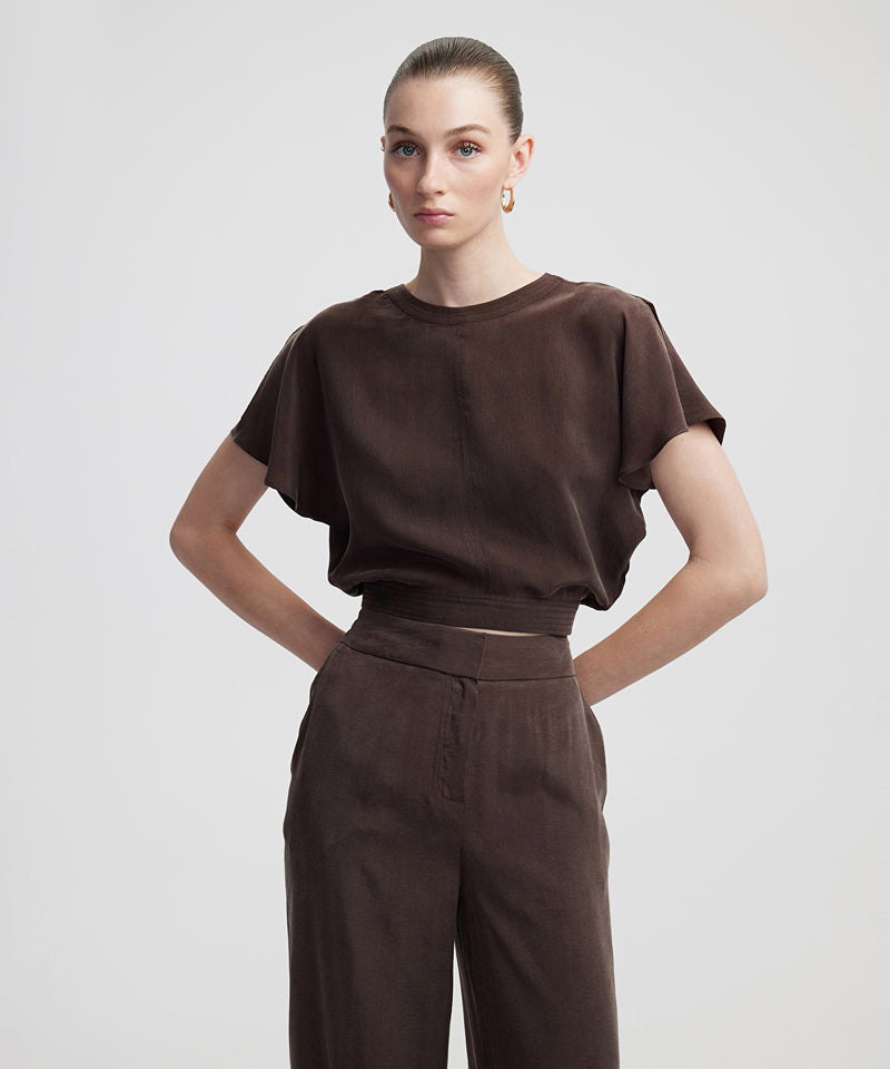 Ipekyol Waist-Accented Cupro Blouse Brown