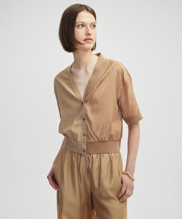 Ipekyol Color Block V-Neck Blouse Natural