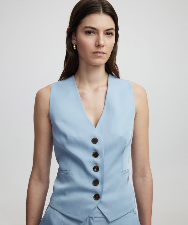 Ipekyol Fleece Pocket Vest Light Blue