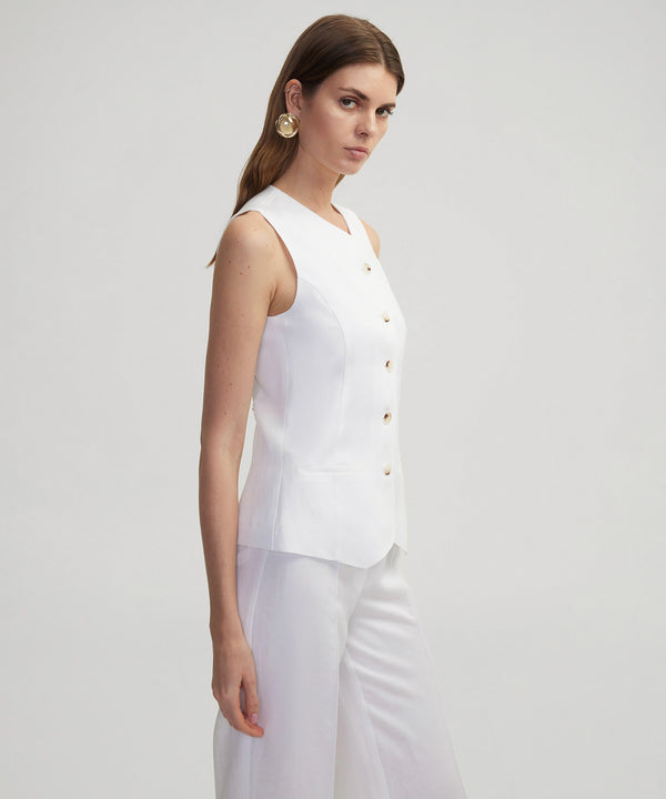 Ipekyol Button Closure Vest With Fleece Pockets White