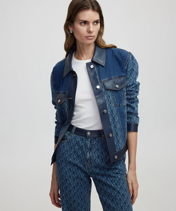 Ipekyol Monogram Printed Denim Jacket Indigo