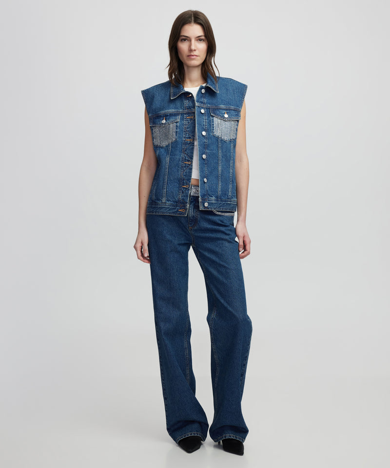 Ipekyol Hotfix Printed Denim Vest Indigo