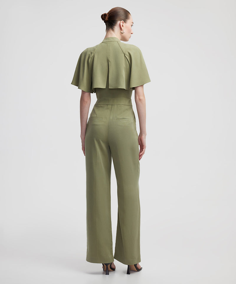 Ipekyol Double-Piece Look Grandad Collar Jumpsuit Khaki