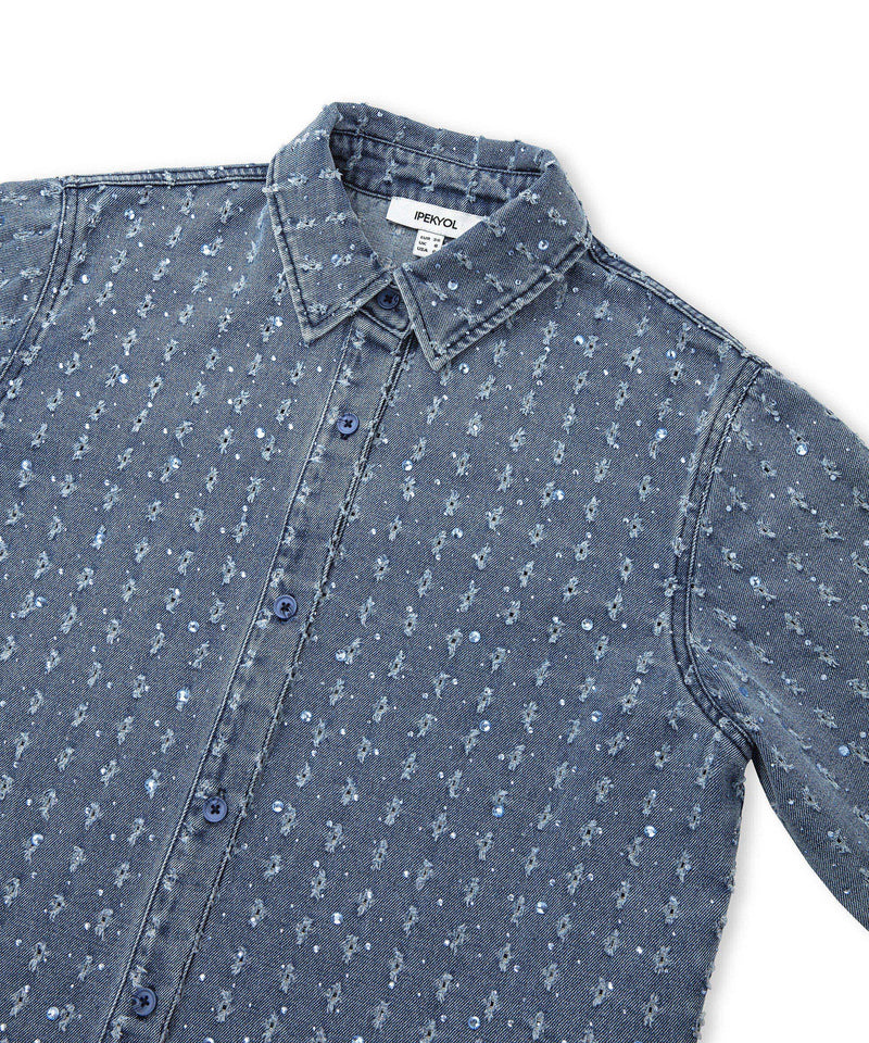 Ipekyol Hotfix Printed Denim Shirt Indigo