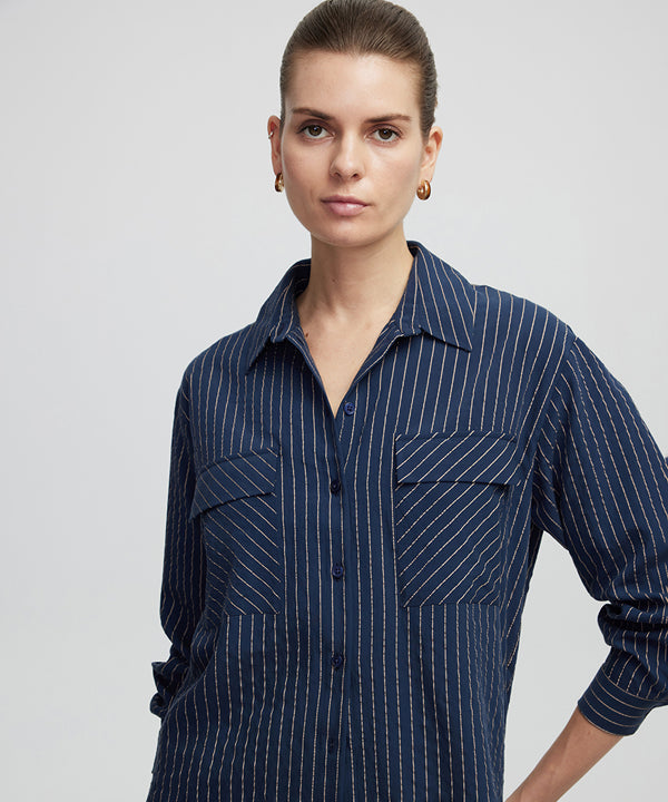 Ipekyol Striped Shirt Navy