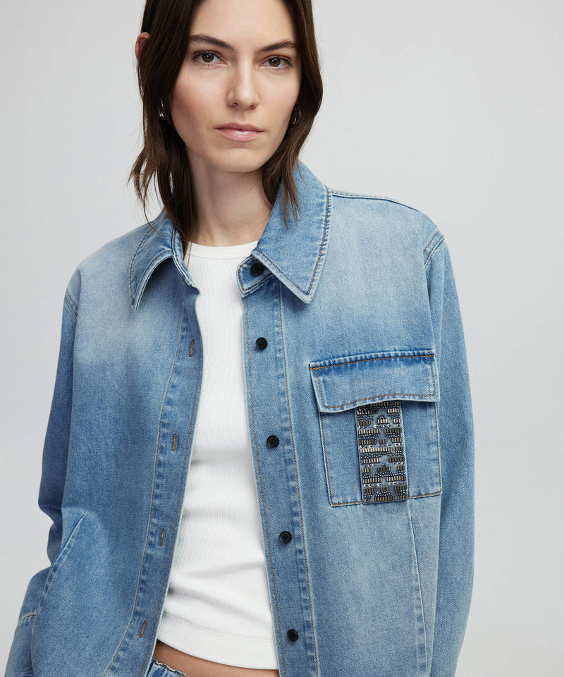 Ipekyol Embroidered Denim Shirt Indigo