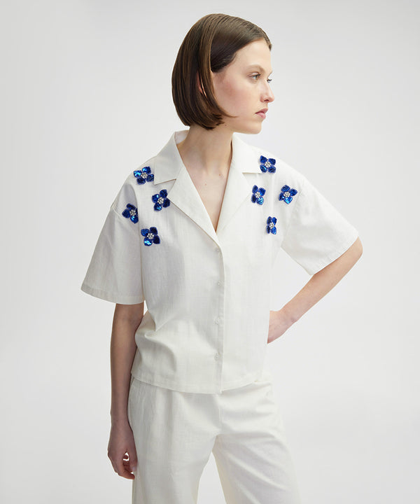 Ipekyol Flower Applique Shirt Ecru