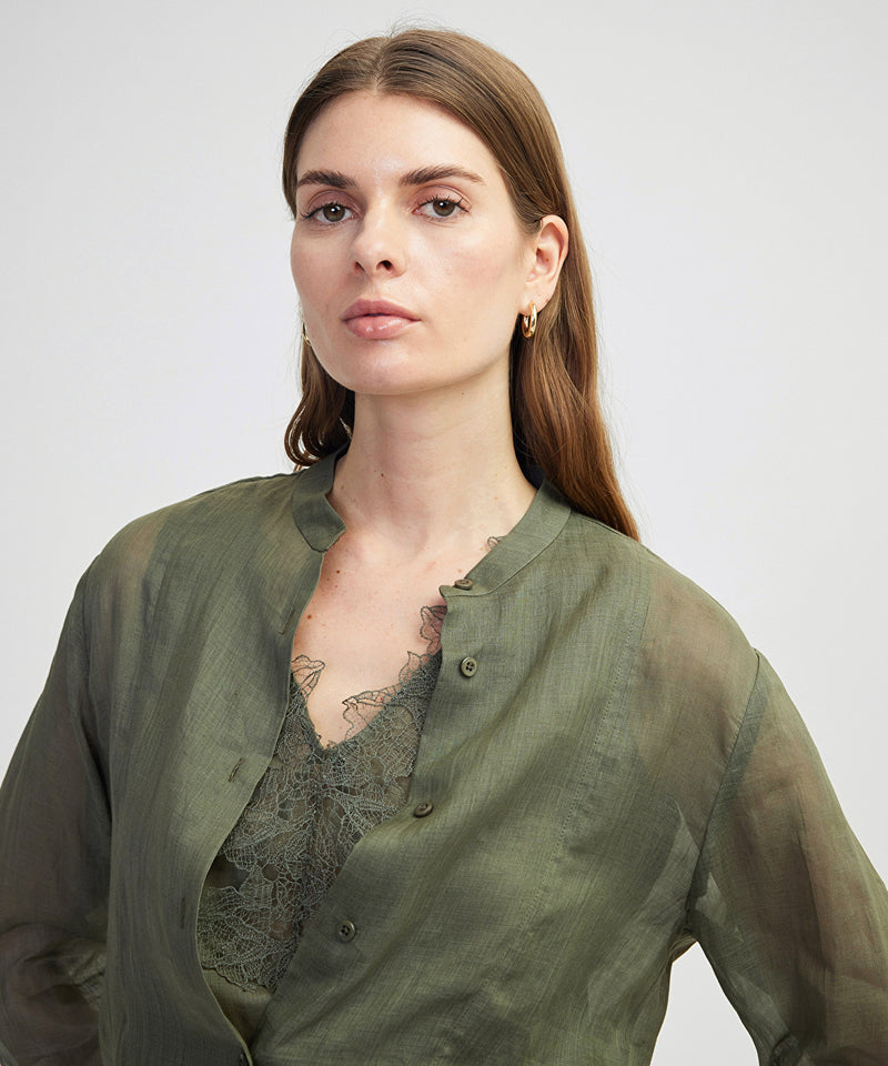 Ipekyol Double-Piece Look Linen Shirt Khaki