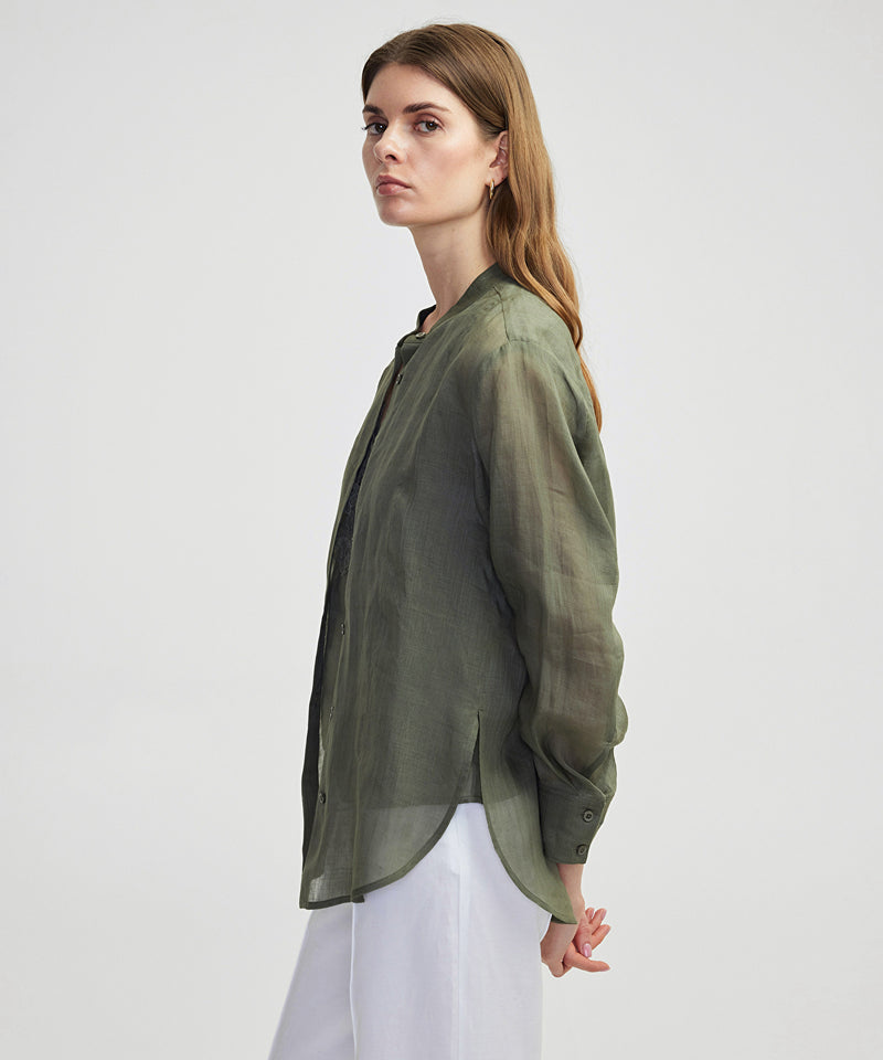 Ipekyol Double-Piece Look Linen Shirt Khaki