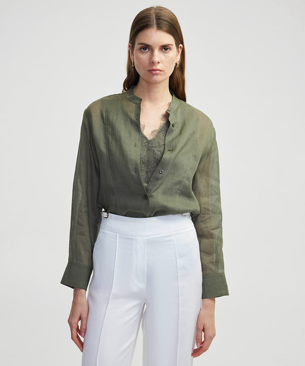 Ipekyol Double-Piece Look Linen Shirt Khaki