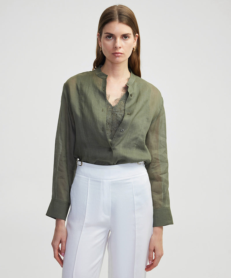 Ipekyol Double-Piece Look Linen Shirt Khaki