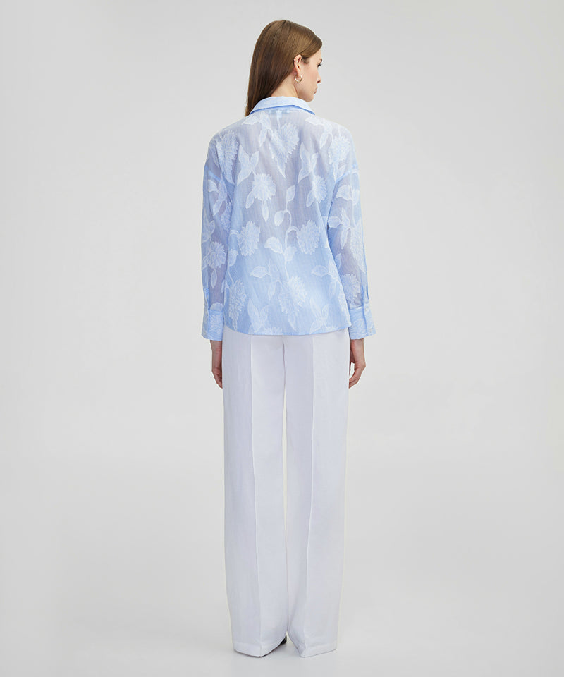 Ipekyol Floral Off Shoulder Shirt Blue