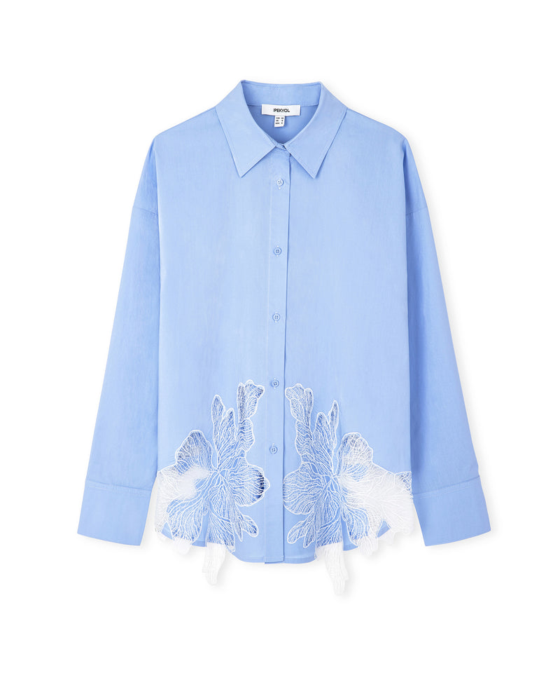 Ipekyol Poplin Shirt With Contrast Transparent Details Blue