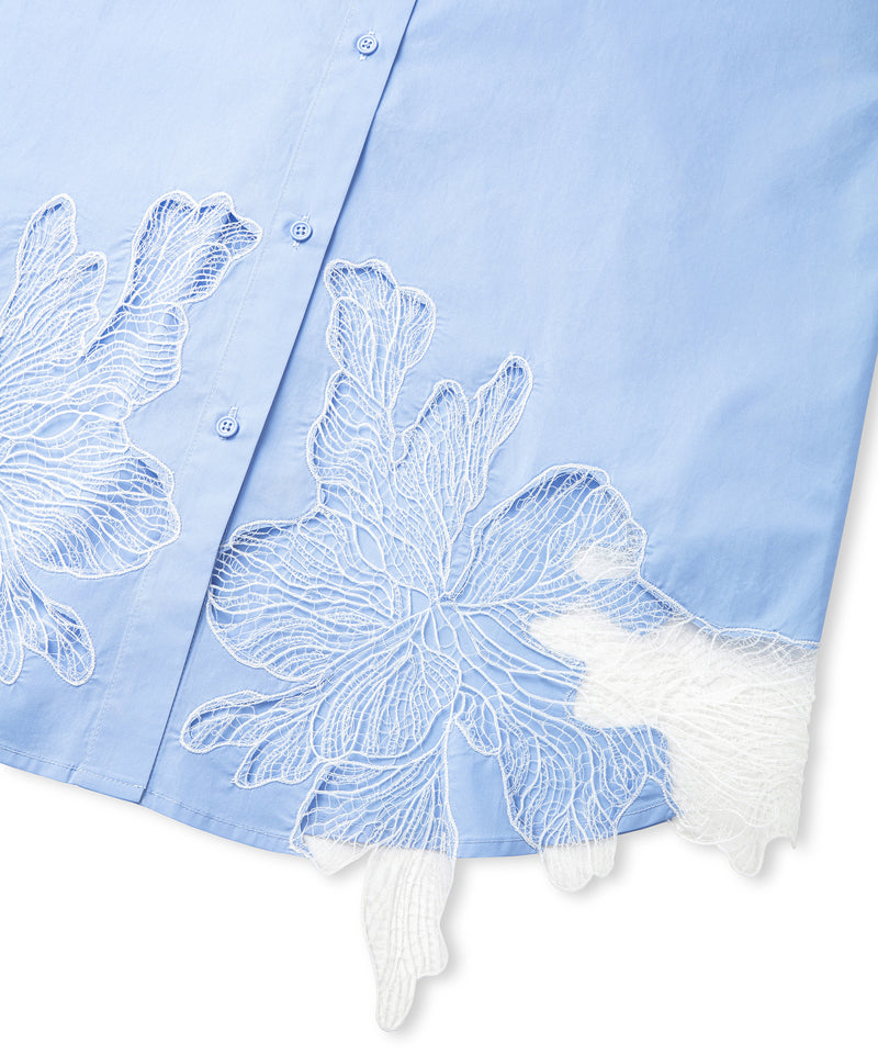 Ipekyol Poplin Shirt With Contrast Transparent Details Blue