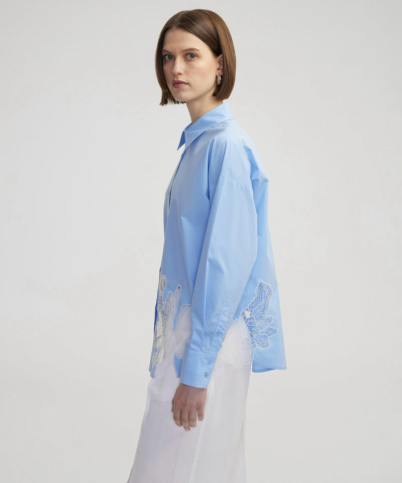 Ipekyol Poplin Shirt With Contrast Transparent Details Blue