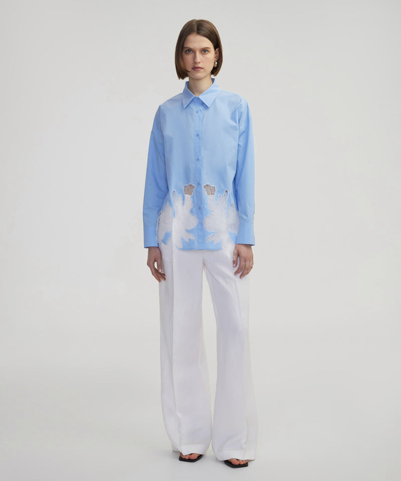 Ipekyol Poplin Shirt With Contrast Transparent Details Blue