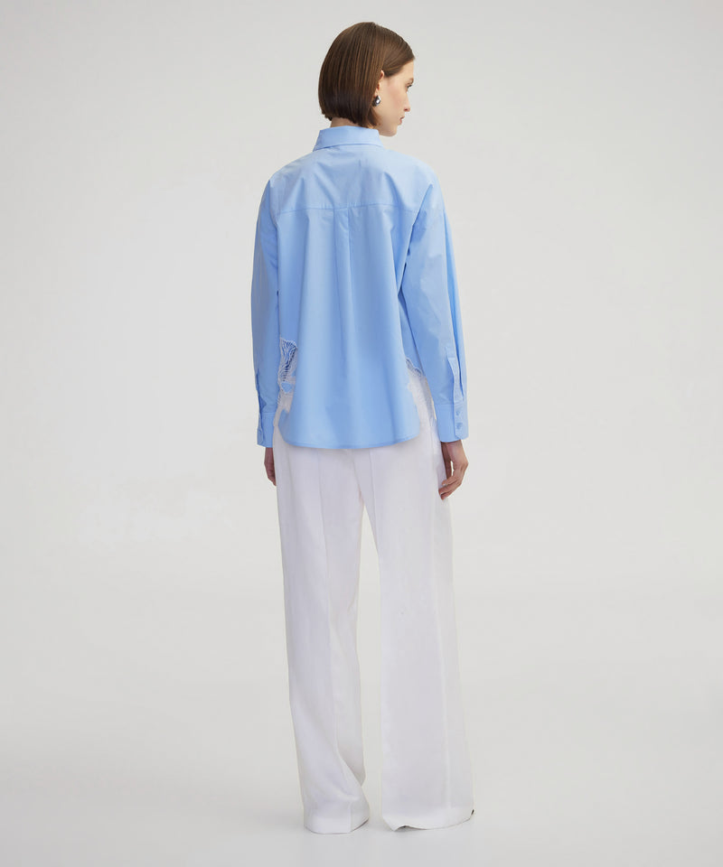 Ipekyol Poplin Shirt With Contrast Transparent Details Blue
