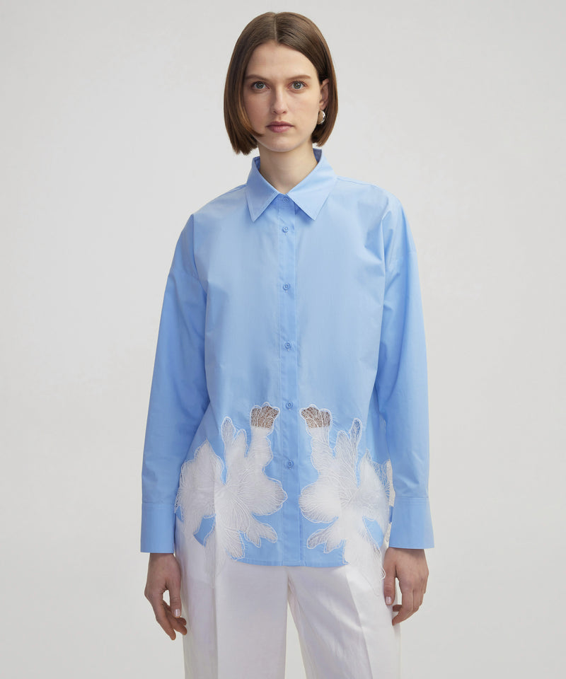 Ipekyol Poplin Shirt With Contrast Transparent Details Blue