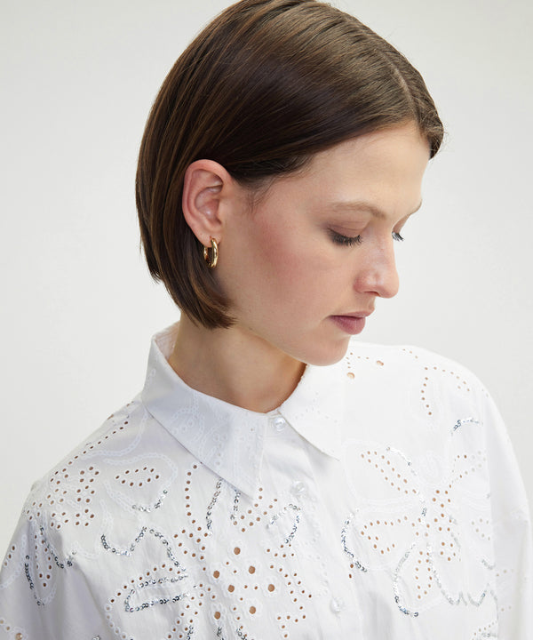 Ipekyol Sequin Embroidered Scalloped Shirt White