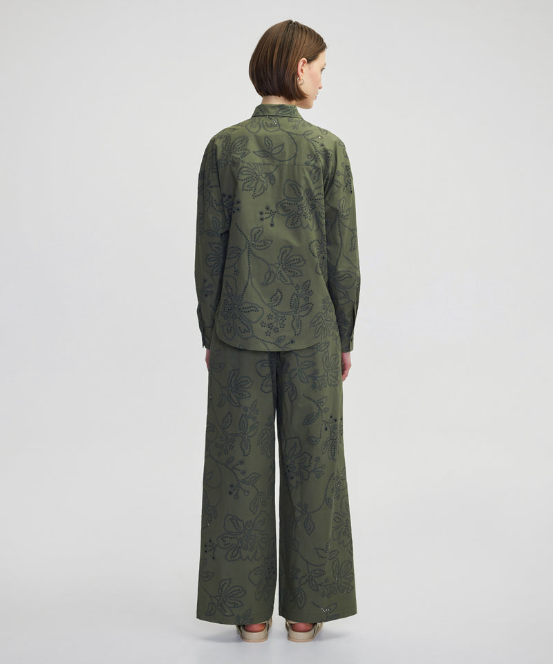 Ipekyol Sequin Embroidered Scalloped Shirt Khaki