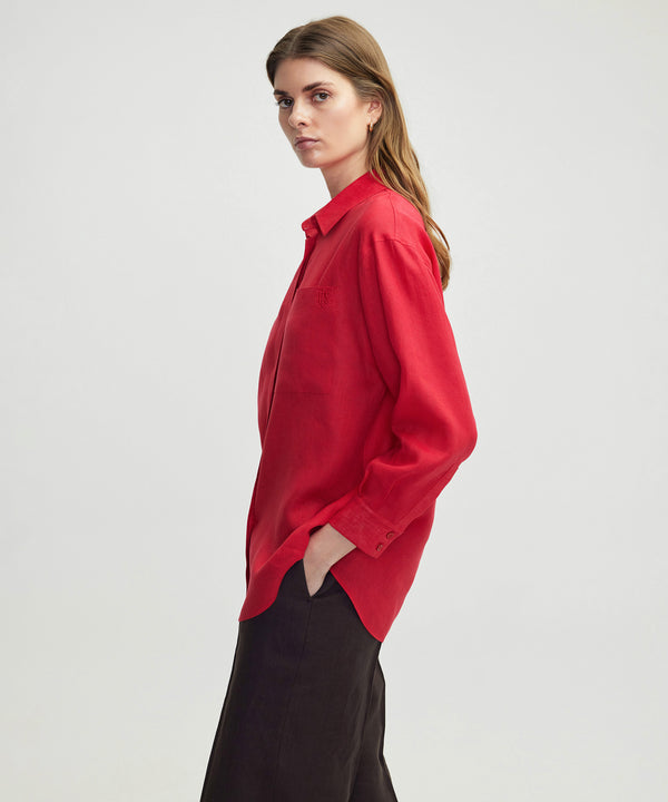 Ipekyol Linen Shirt With Hidden Placket Cherry