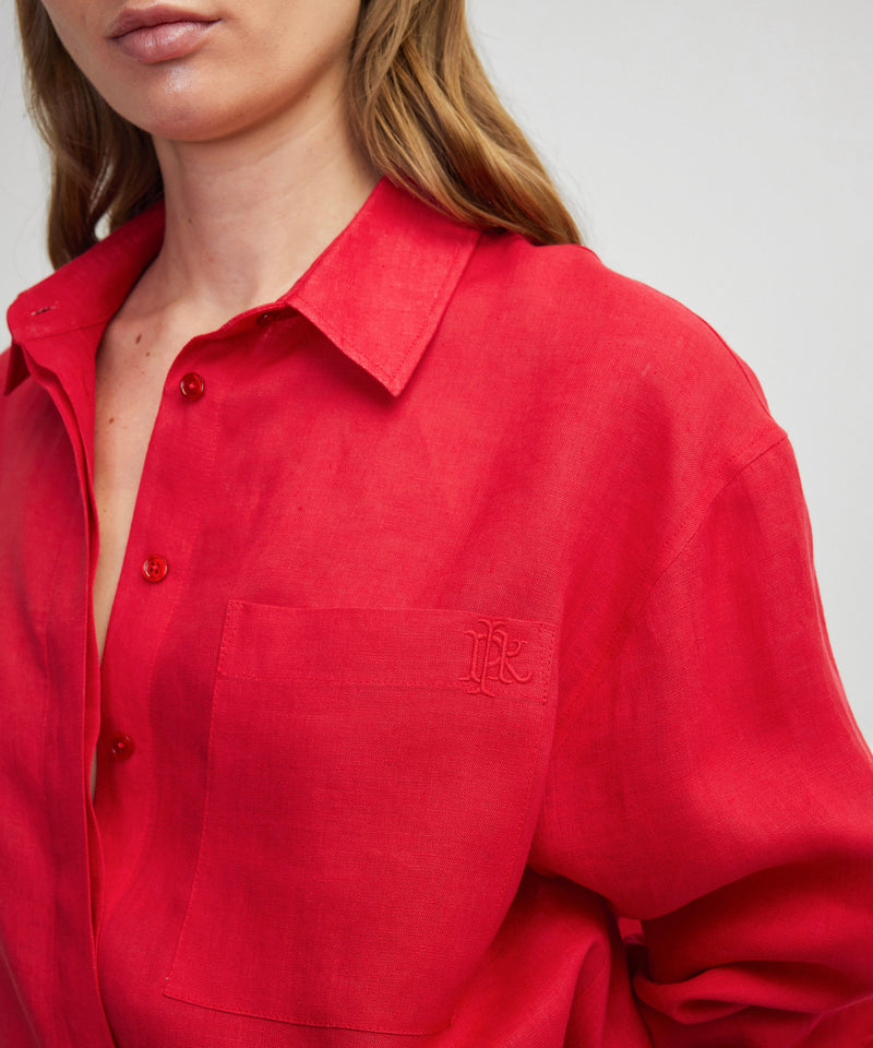 Ipekyol Linen Shirt With Hidden Placket Cherry