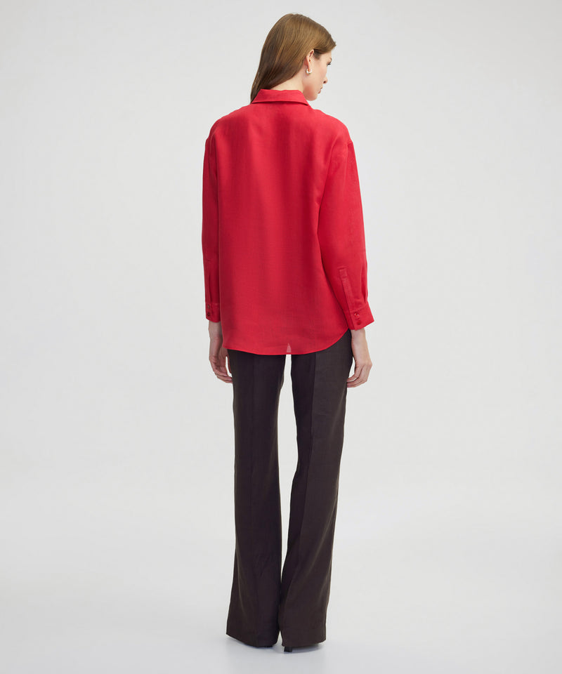 Ipekyol Linen Shirt With Hidden Placket Cherry