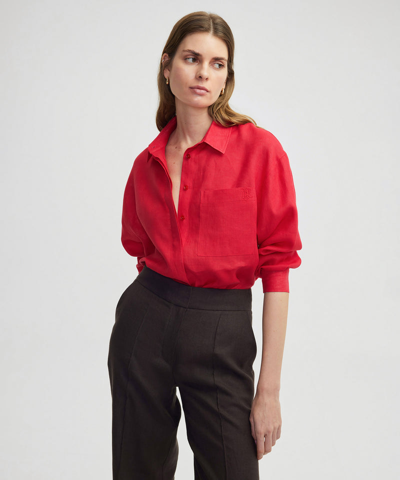 Ipekyol Linen Shirt With Hidden Placket Cherry