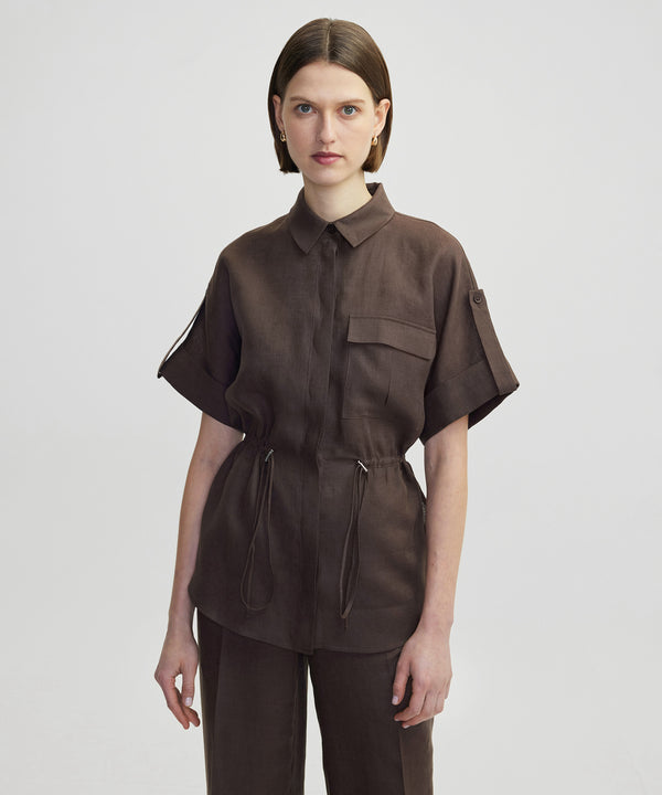 Ipekyol Adjustable Waist Linen Shirt Brown