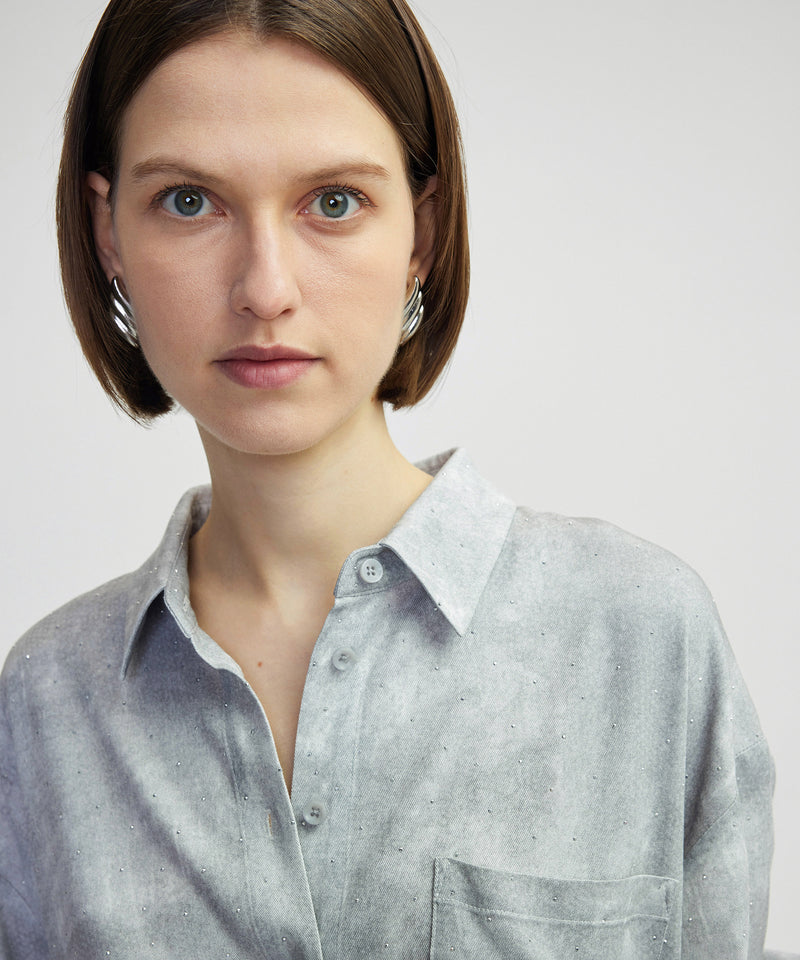 Ipekyol Hotfix Printed Relaxed Fit Shirt Grey