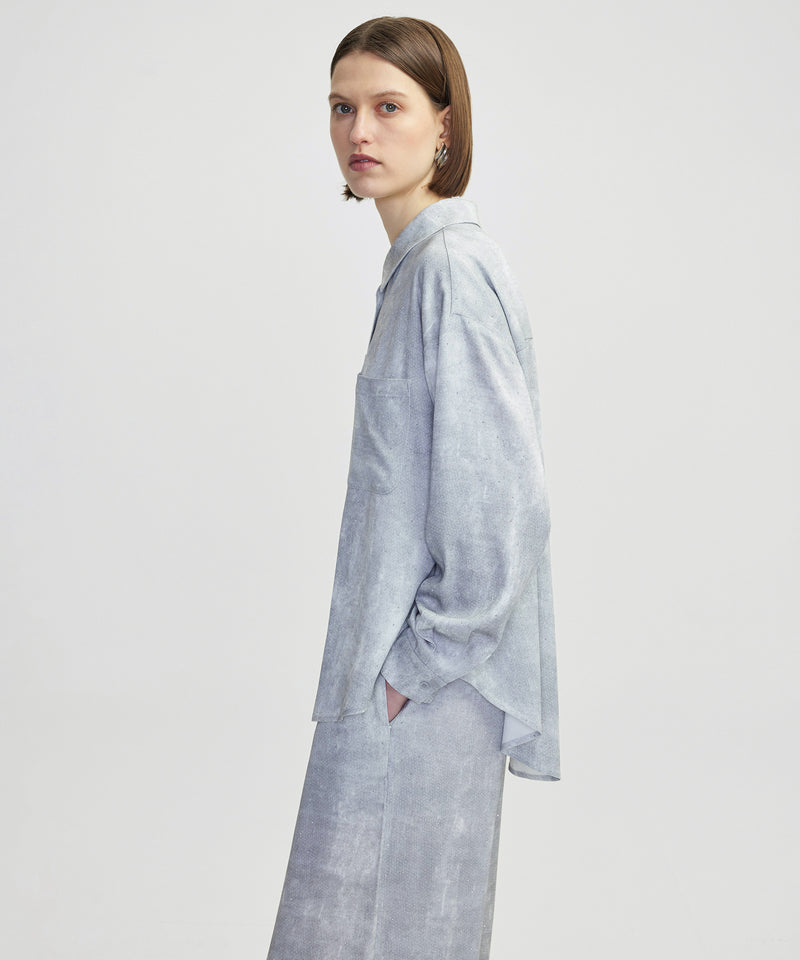 Ipekyol Hotfix Printed Relaxed Fit Shirt Grey