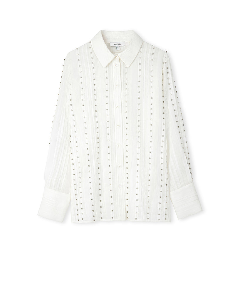 Ipekyol Strass Stone Printed Shirt Off White