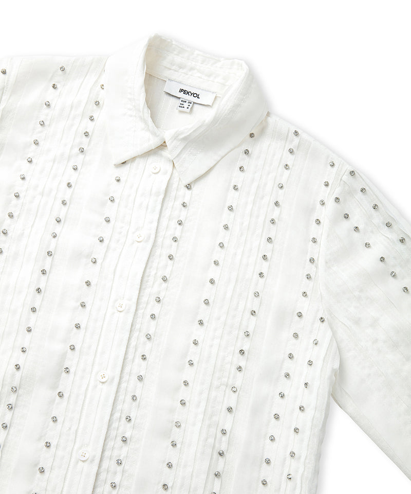 Ipekyol Strass Stone Printed Shirt Off White