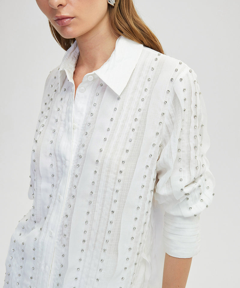 Ipekyol Strass Stone Printed Shirt Off White
