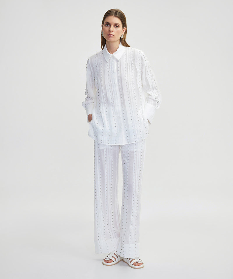 Ipekyol Strass Stone Printed Shirt Off White