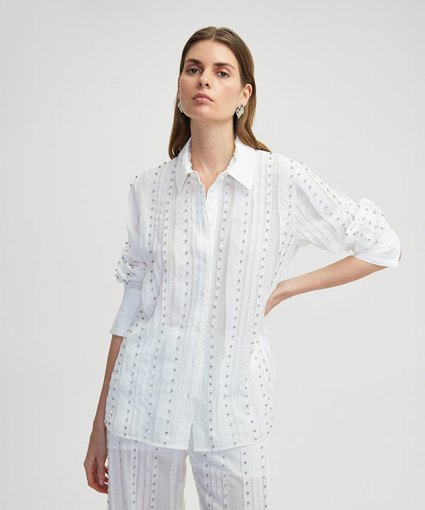 Ipekyol Strass Stone Printed Shirt Off White