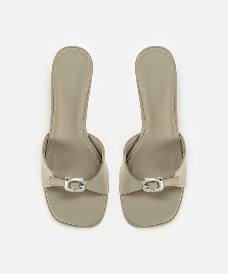 Ipekyol Metal Buckled Heeled Slippers Grey