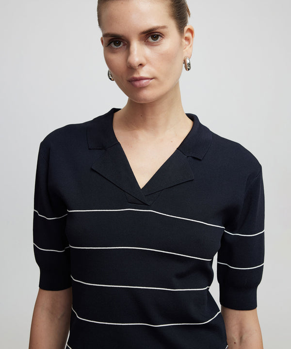 Ipekyol Short Sleeve Striped Knitwear Navy