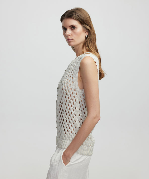 Ipekyol Openwork Sleeveless Knitwear Ecru