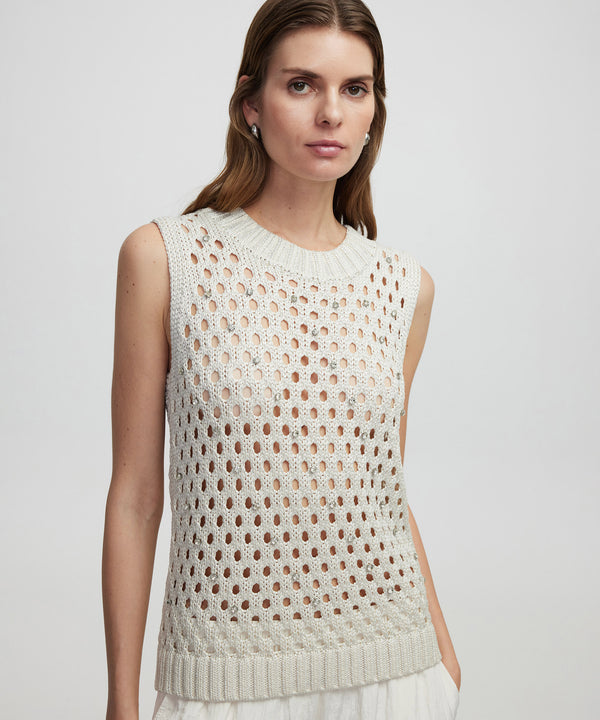 Ipekyol Openwork Sleeveless Knitwear Ecru