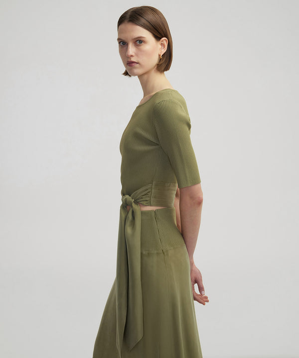 Ipekyol Slim Fit Knitwear With Waist Tie Khaki