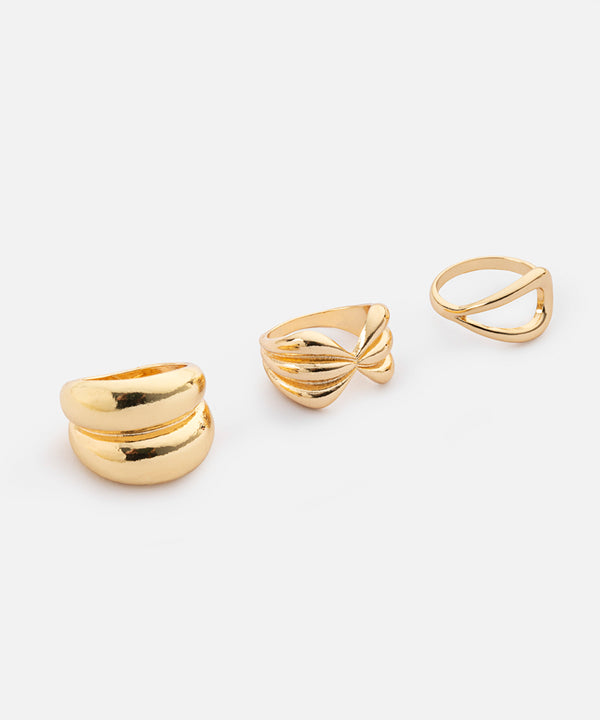 Ipekyol Set Of Three Metal Rings Gold