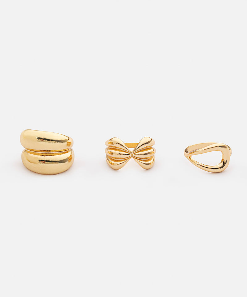 Ipekyol Set Of Three Metal Rings Gold