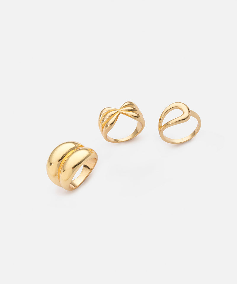 Ipekyol Set Of Three Metal Rings Gold
