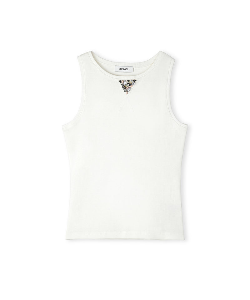 Ipekyol Mixed Stone Embroidered T-Shirt Ecru