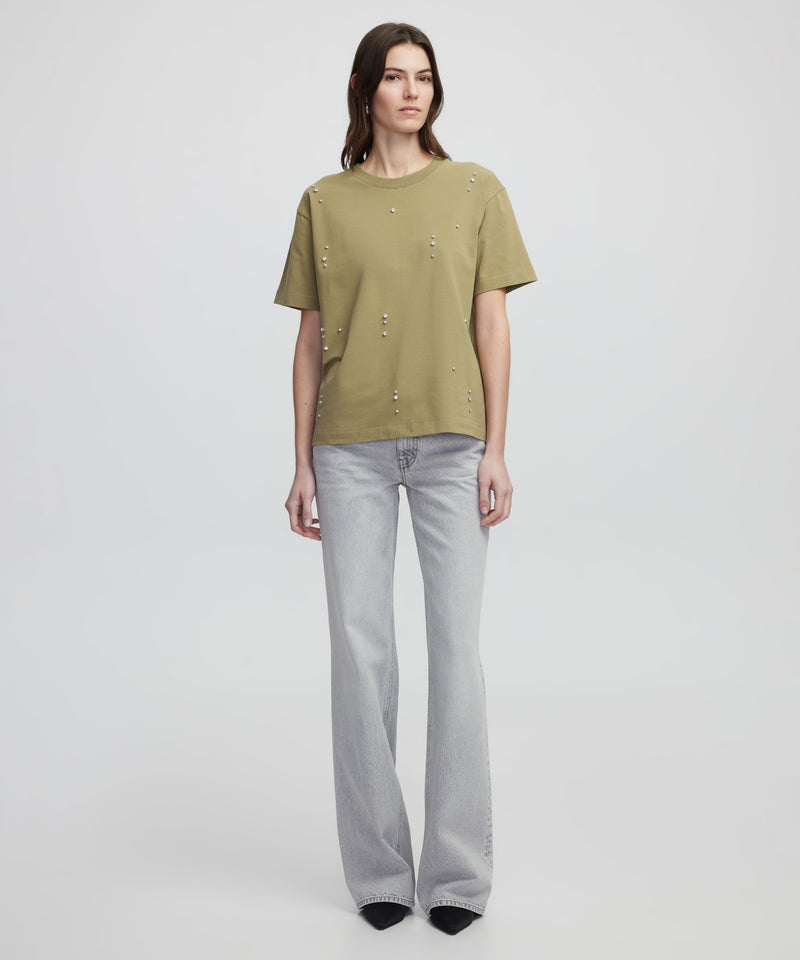 Ipekyol Embroidered T-Shirt Khaki