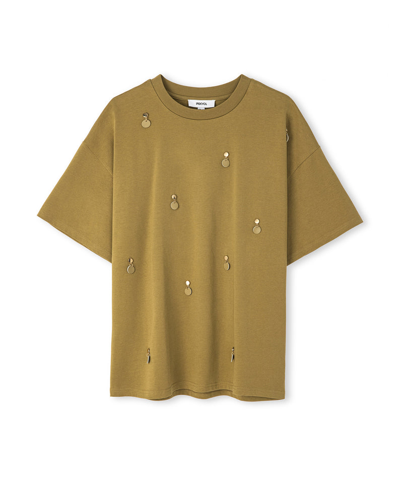 Ipekyol Faux Leather Applique T-Shirt Tobacco