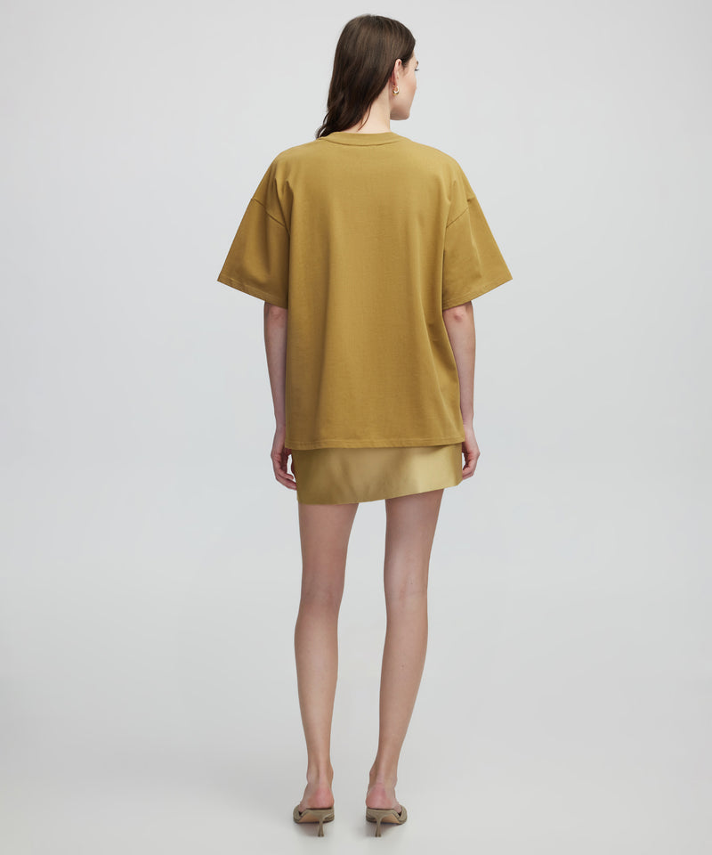 Ipekyol Faux Leather Applique T-Shirt Tobacco